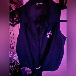 Witchy Black Crop Top W/ Buttons